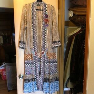 Lee Andersen Boho Patchwork Duster Cardigan in Multicolor wearable art. Size M.